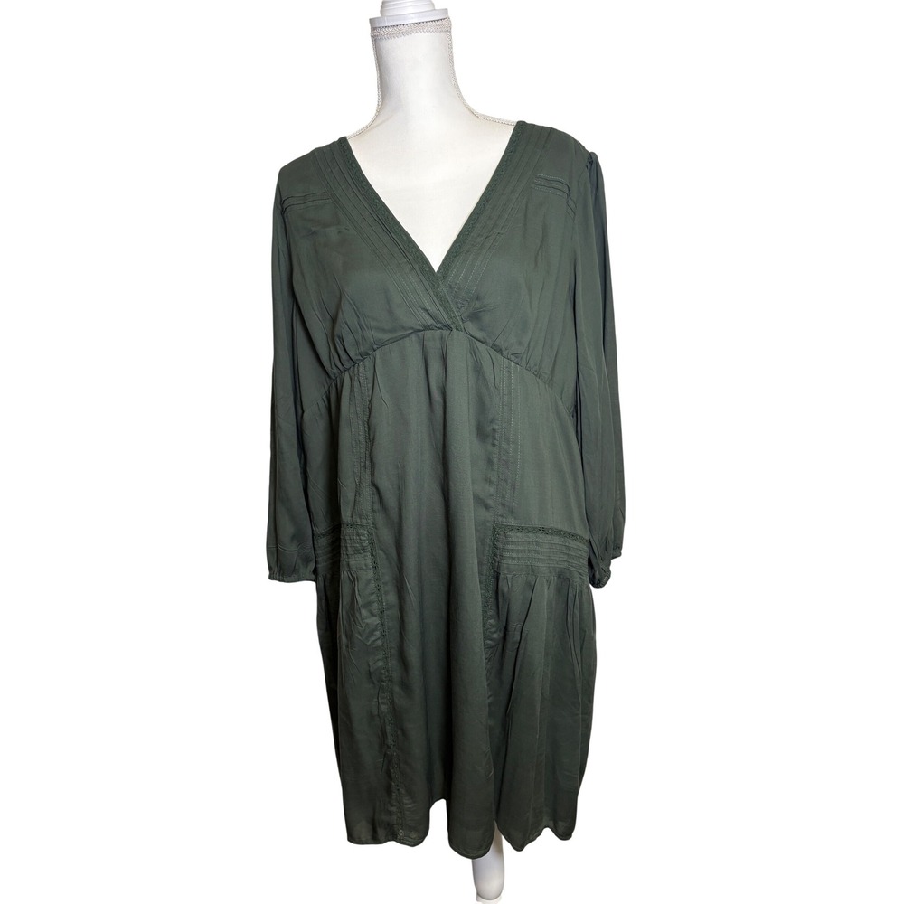 Lucky Brand Women's Green Long Sleeve V-Neck Dress Size XXL